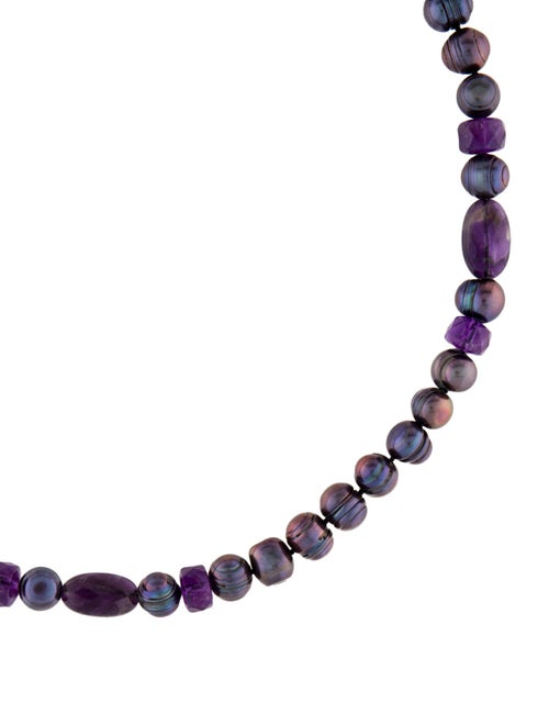 Necklace 14K Pearl & Amethyst Bead Strand Necklace