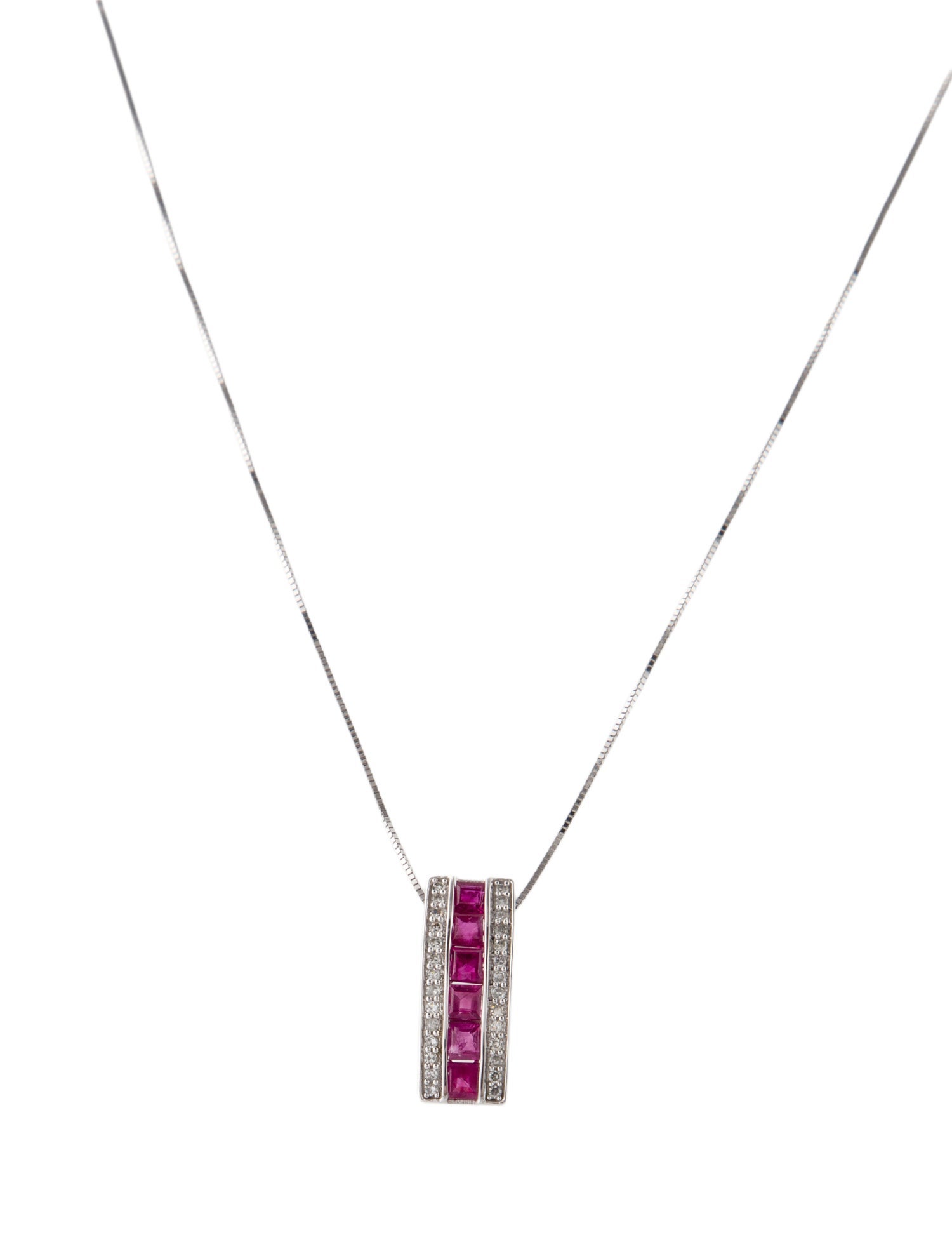 Necklace 14K Ruby & Diamond Pendant Necklace