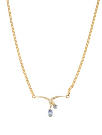 Necklace 14K Sapphire & Diamond Pendant Necklace