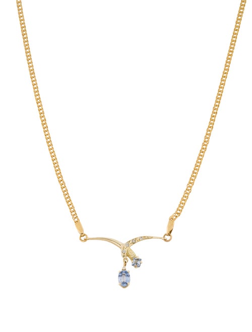 Necklace 14K Sapphire & Diamond Pendant Necklace