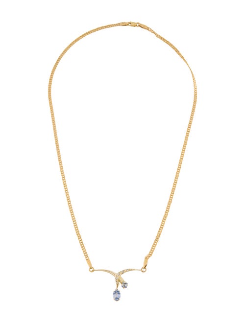 Necklace 14K Sapphire & Diamond Pendant Necklace