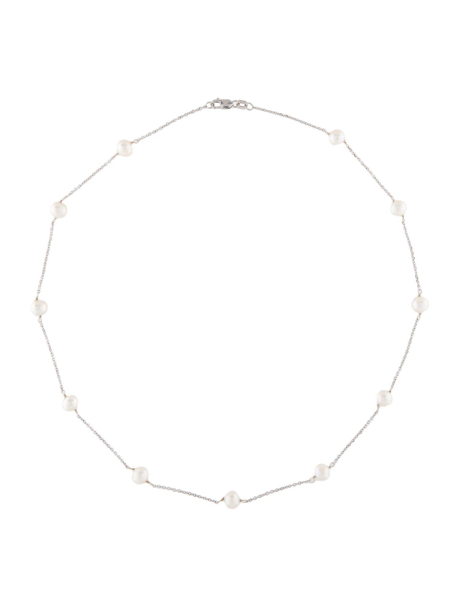 Necklace 14K Pearl Station Necklace