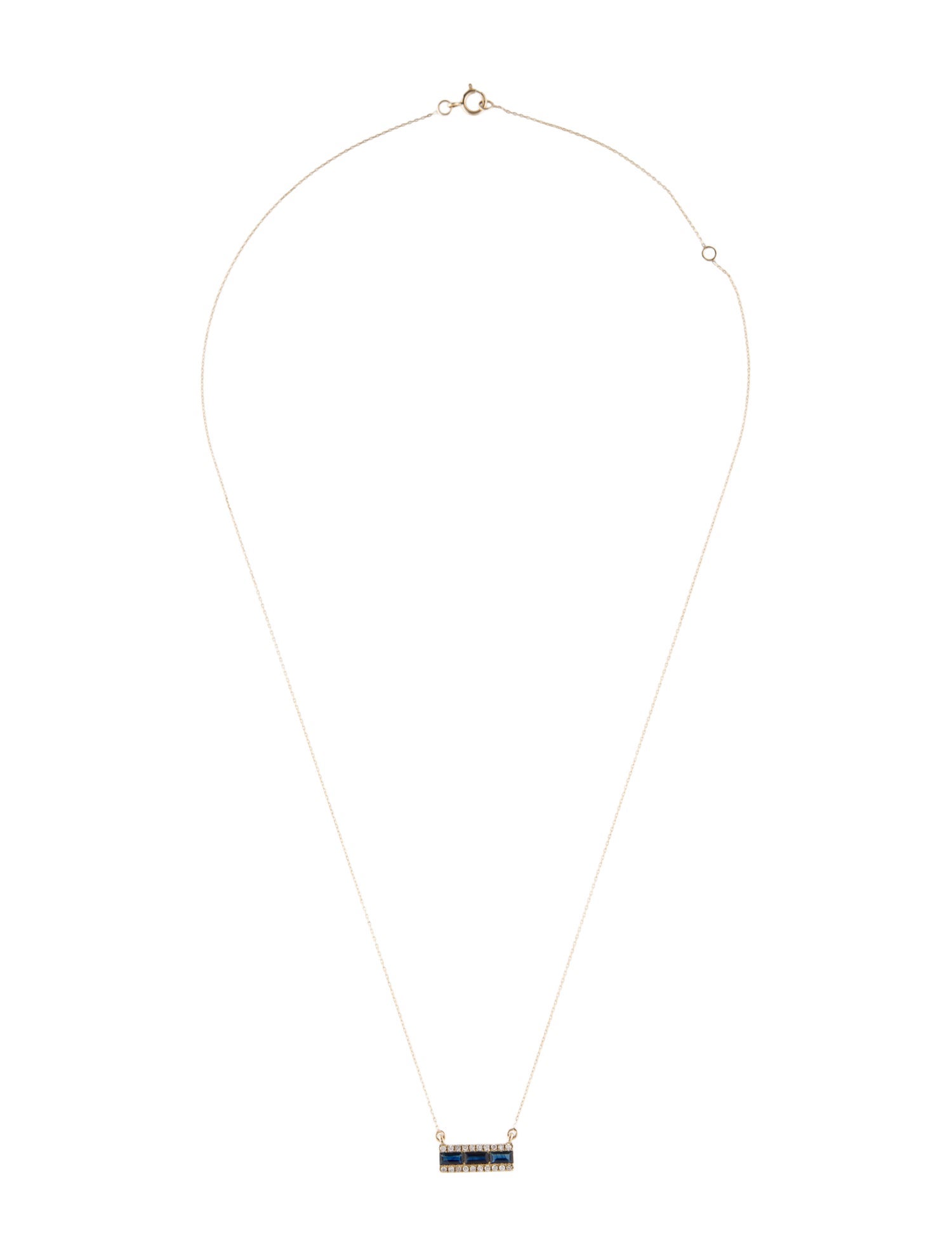 Necklace 14K Sapphire & Diamond Bar Pendant Necklace