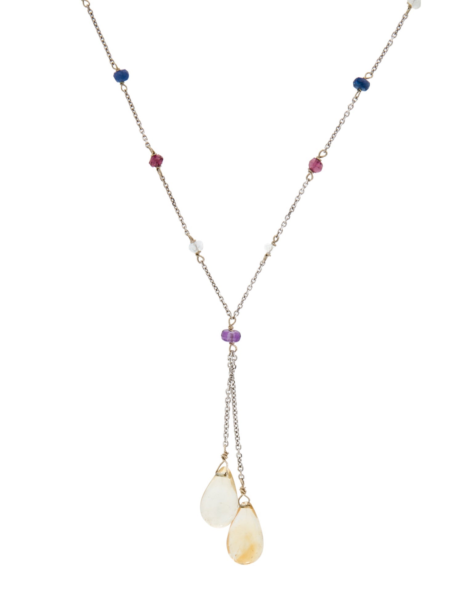 Necklace 14K Multistone Lavalier Necklace