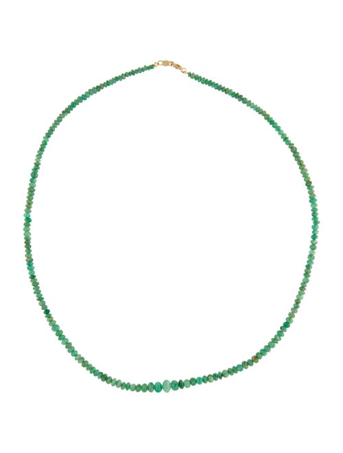 Necklace 18K Emerald Graduated Bead Strand Necklace