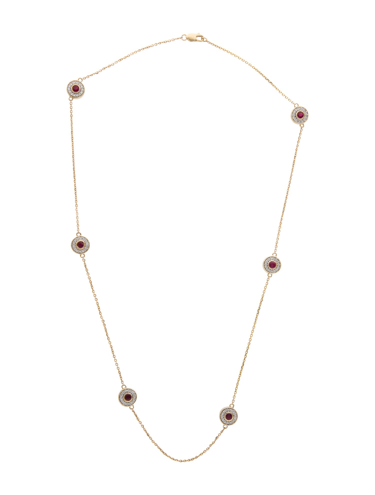 Necklace 14K 1.40ctw Ruby & Diamond Station Necklace