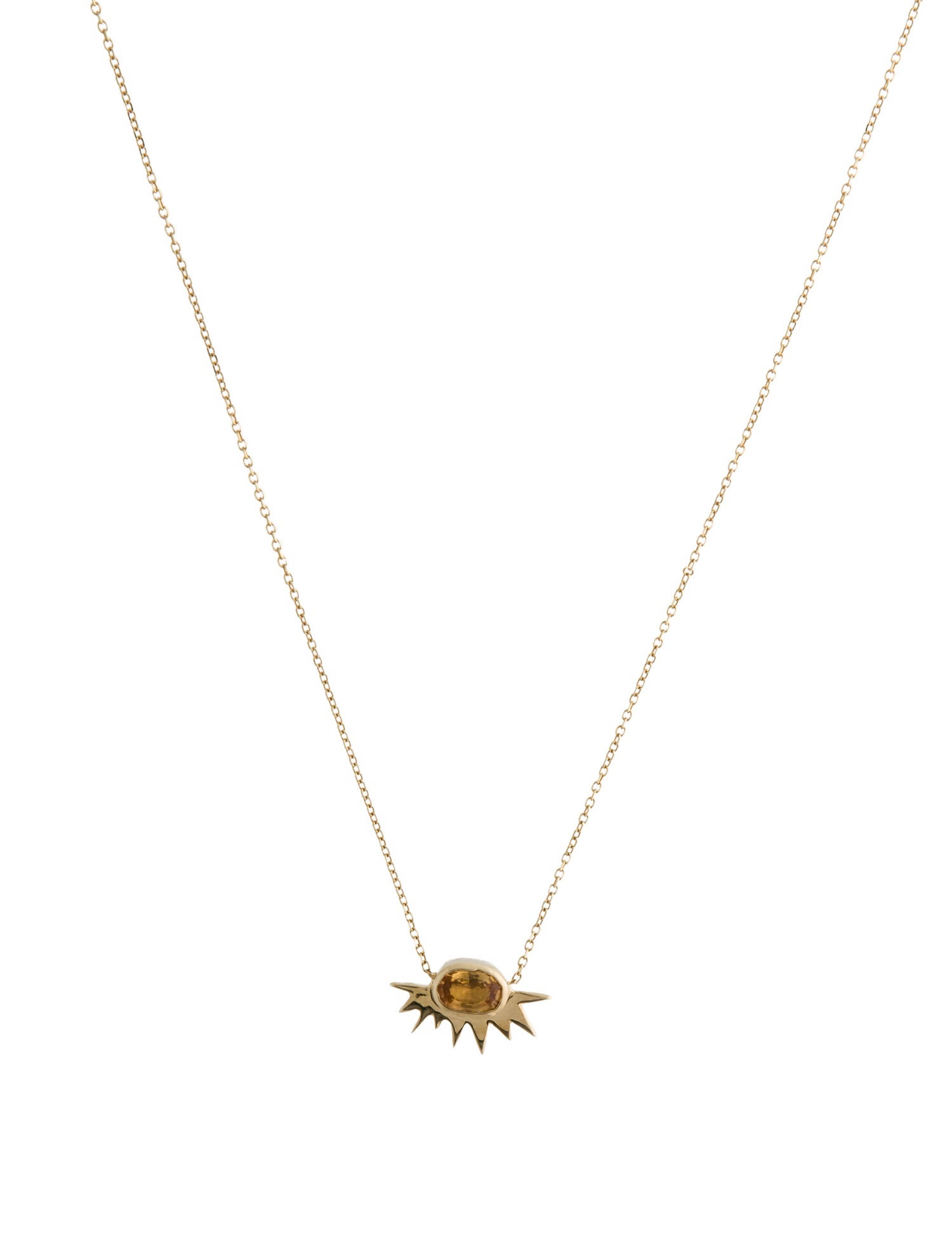 Necklace 14K Sapphire Sunburst Pendant Necklace