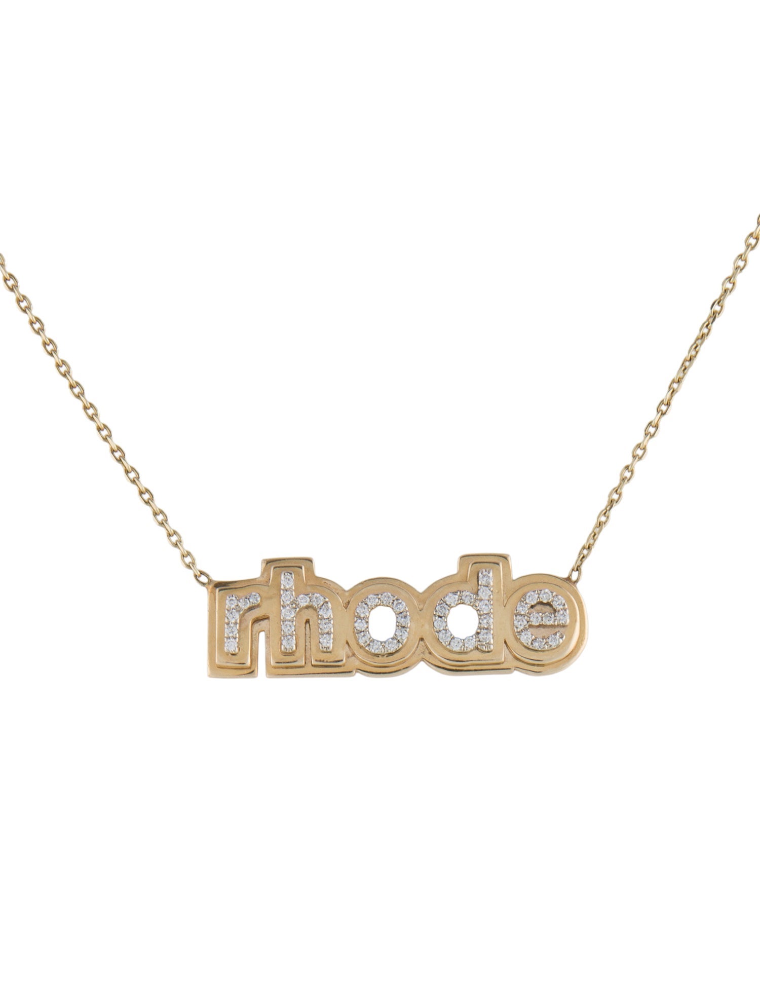 Necklace 14K Diamond 'rhode' Nameplate Necklace