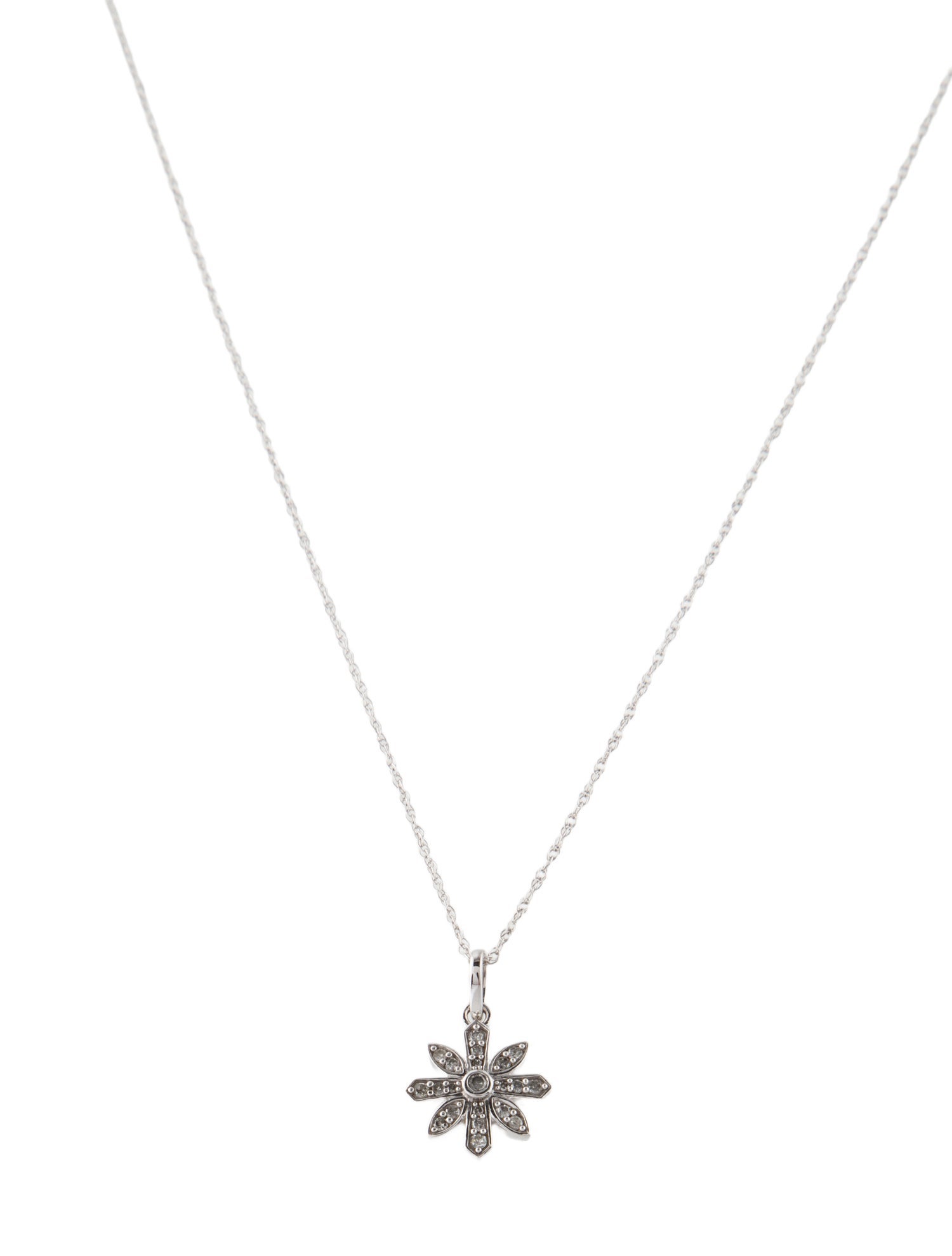 Necklace 10K Diamond Floral Pendant Necklace