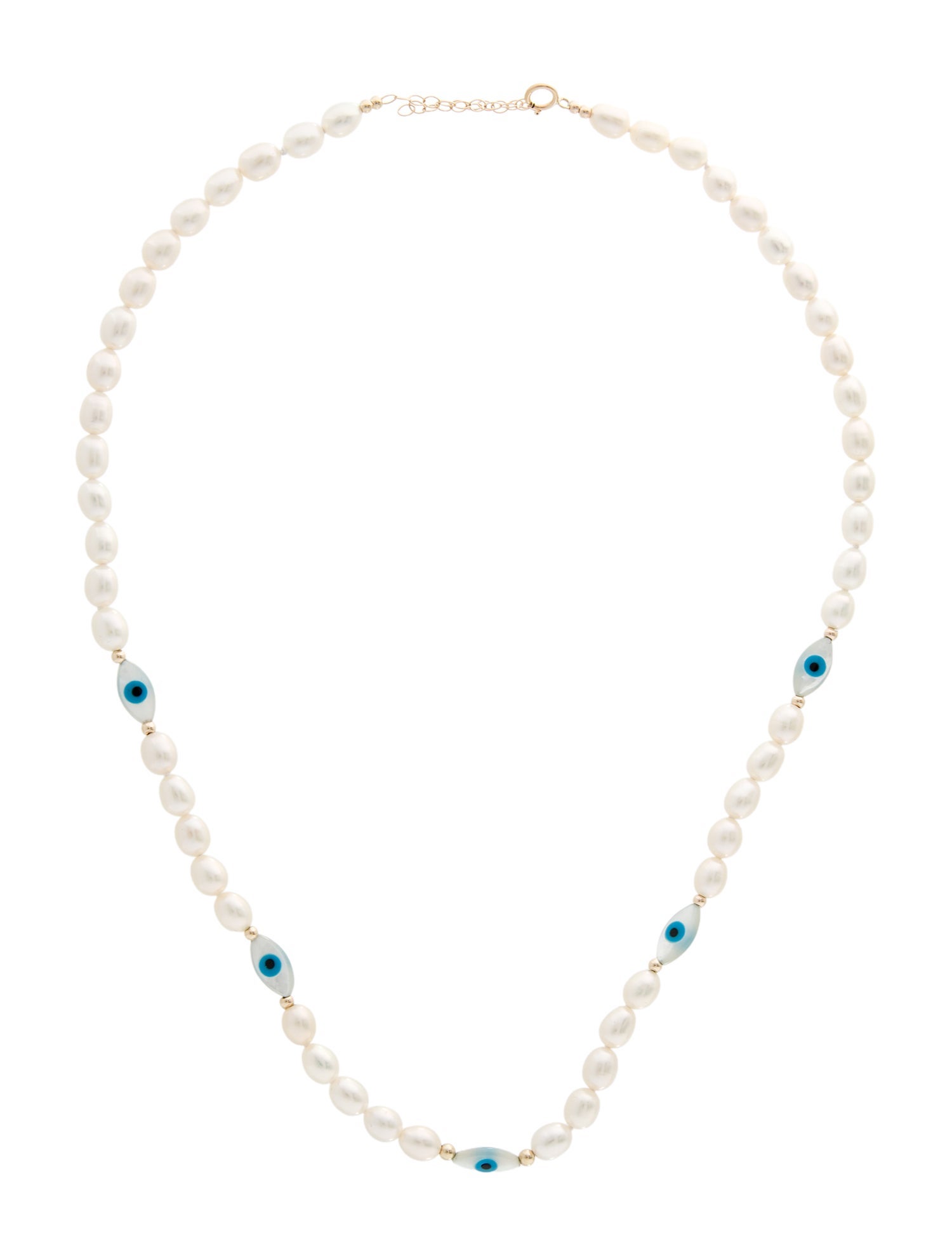 Necklace  14K Pearl, Mother of Pearl & Glass Bead Strand Necklace