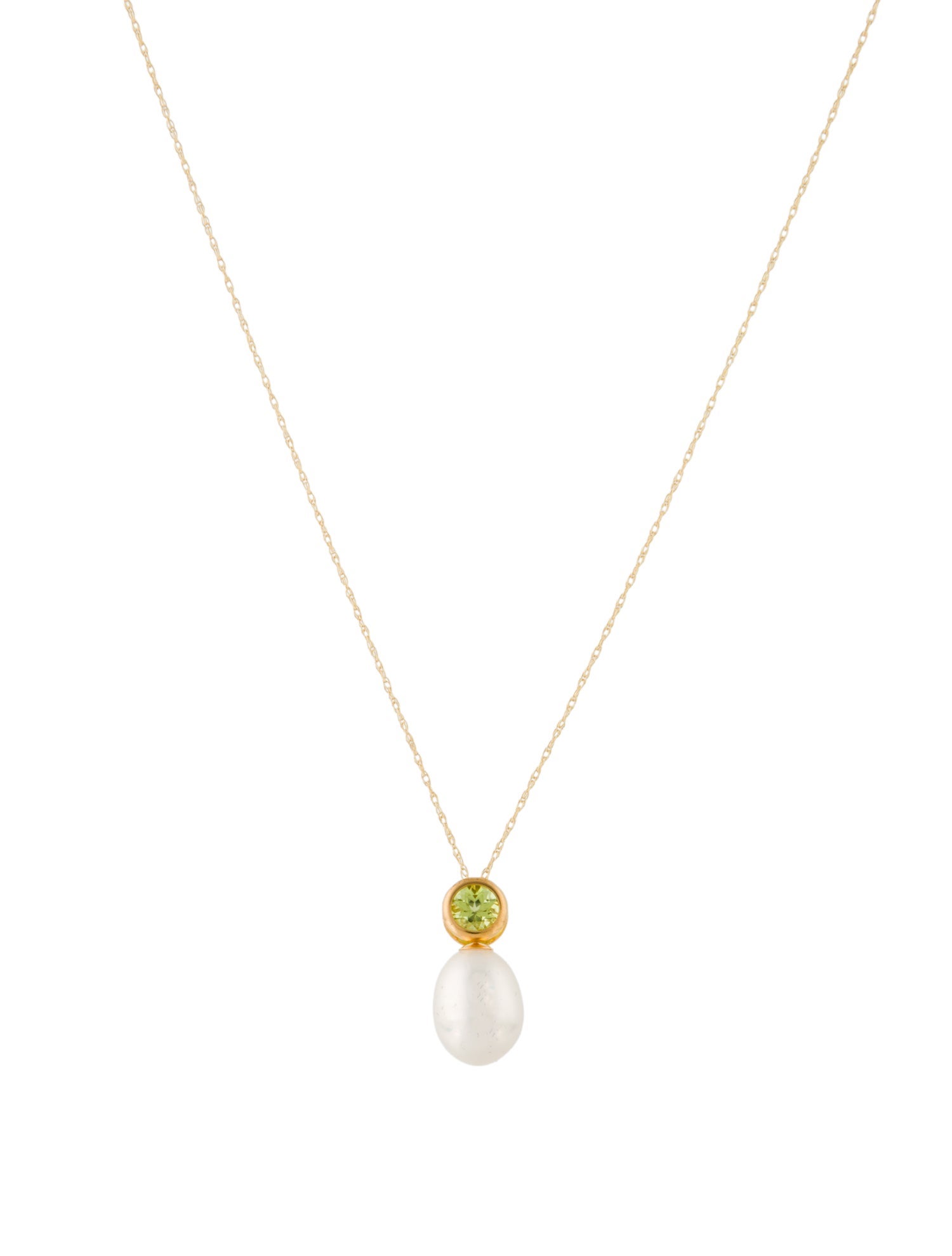 Necklace 14K Peridot & Pearl Pendant