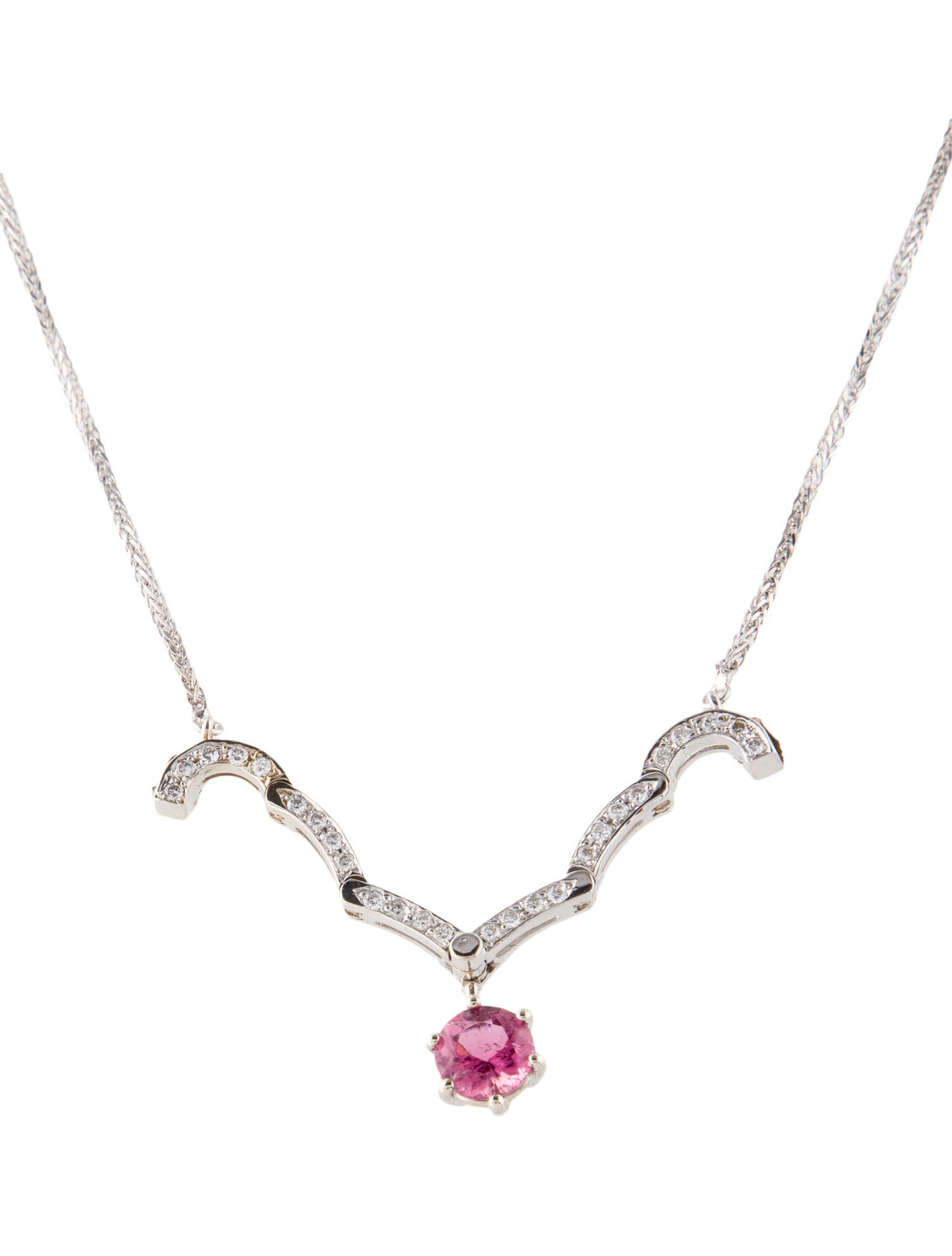 Necklace 14K Tourmaline & Diamond Convertible Pendant Necklace