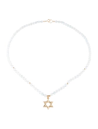 Necklace 14K Topaz Bead Star Of David Pendant Necklace