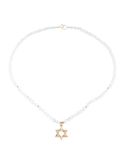 Necklace 14K Topaz Bead Star Of David Pendant Necklace