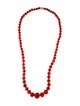 Necklace 18K Coral & Diamond Graduated Beaded Necklace