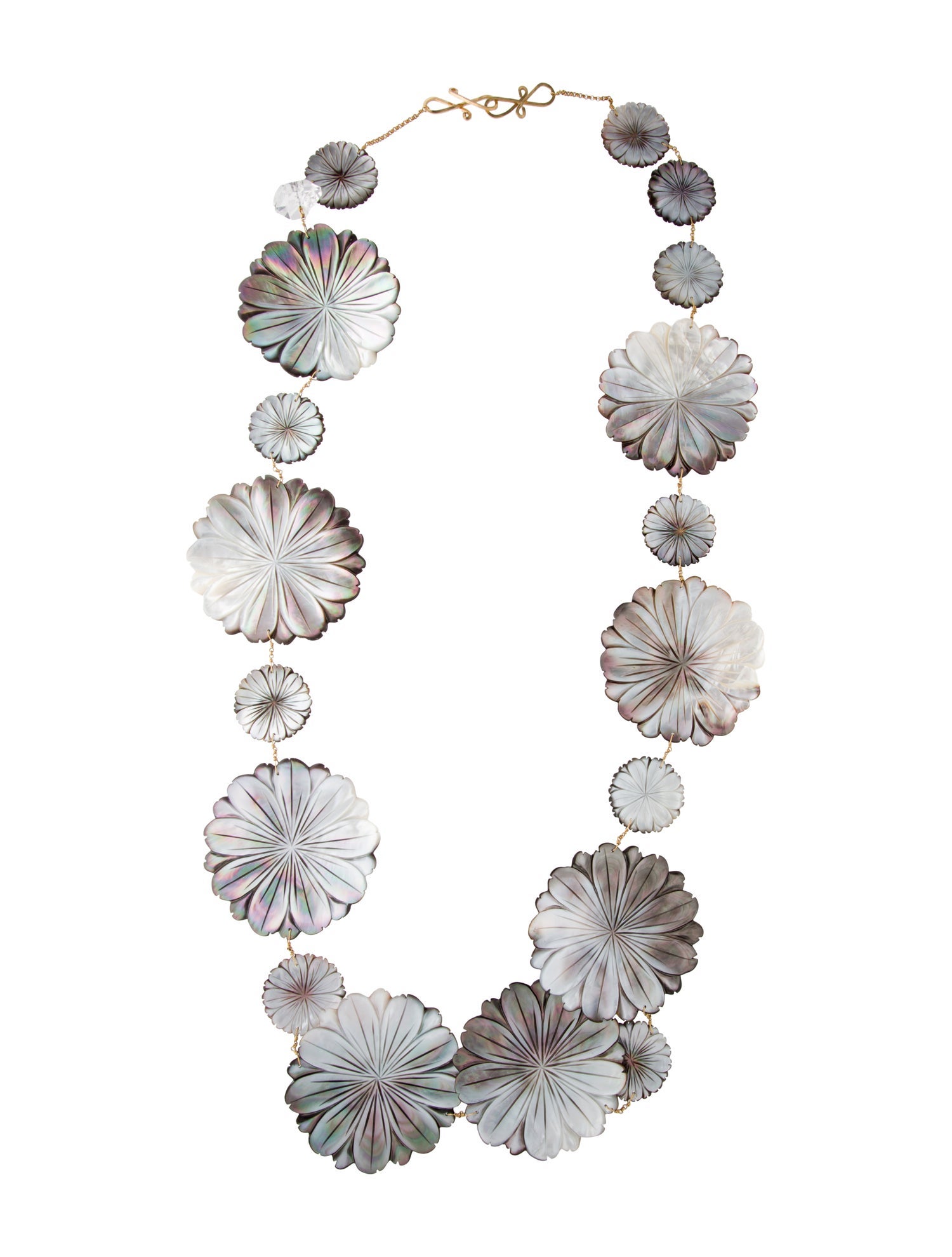 Maja DuBrul 18K Mother of Pearl & Quartz Bead Flower IXX Necklace