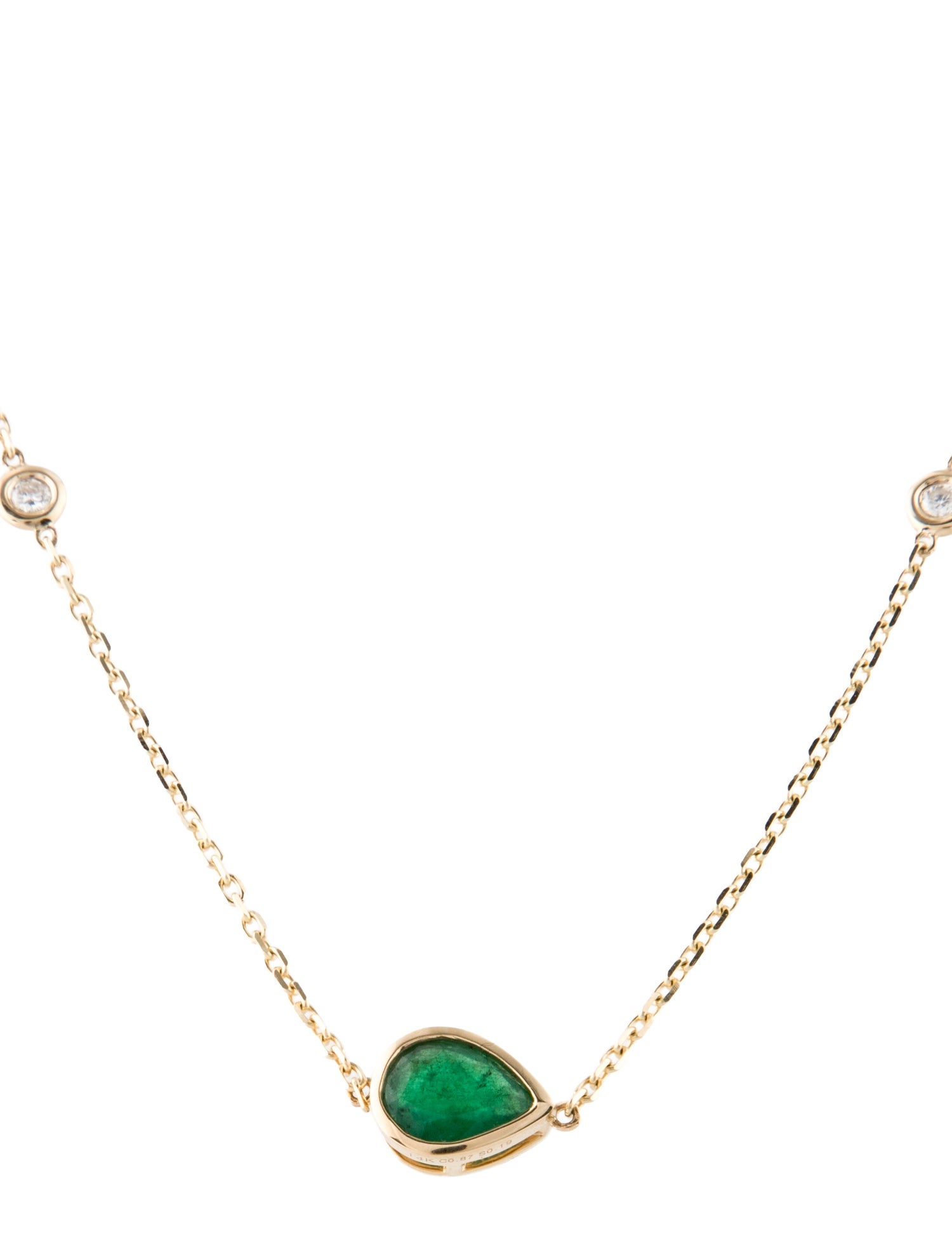 Necklace 14K Emerald & Diamond Station