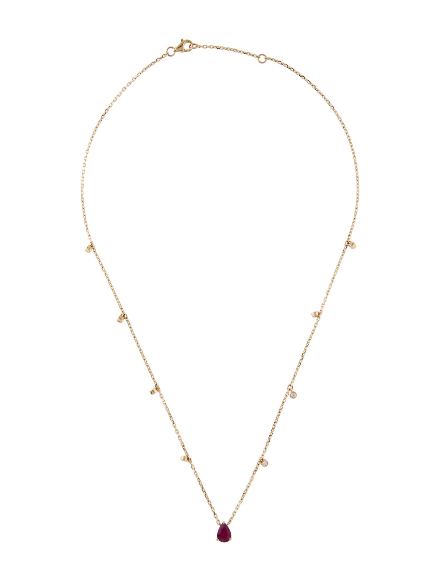 Necklace 14K Ruby & Diamond Station Necklace
