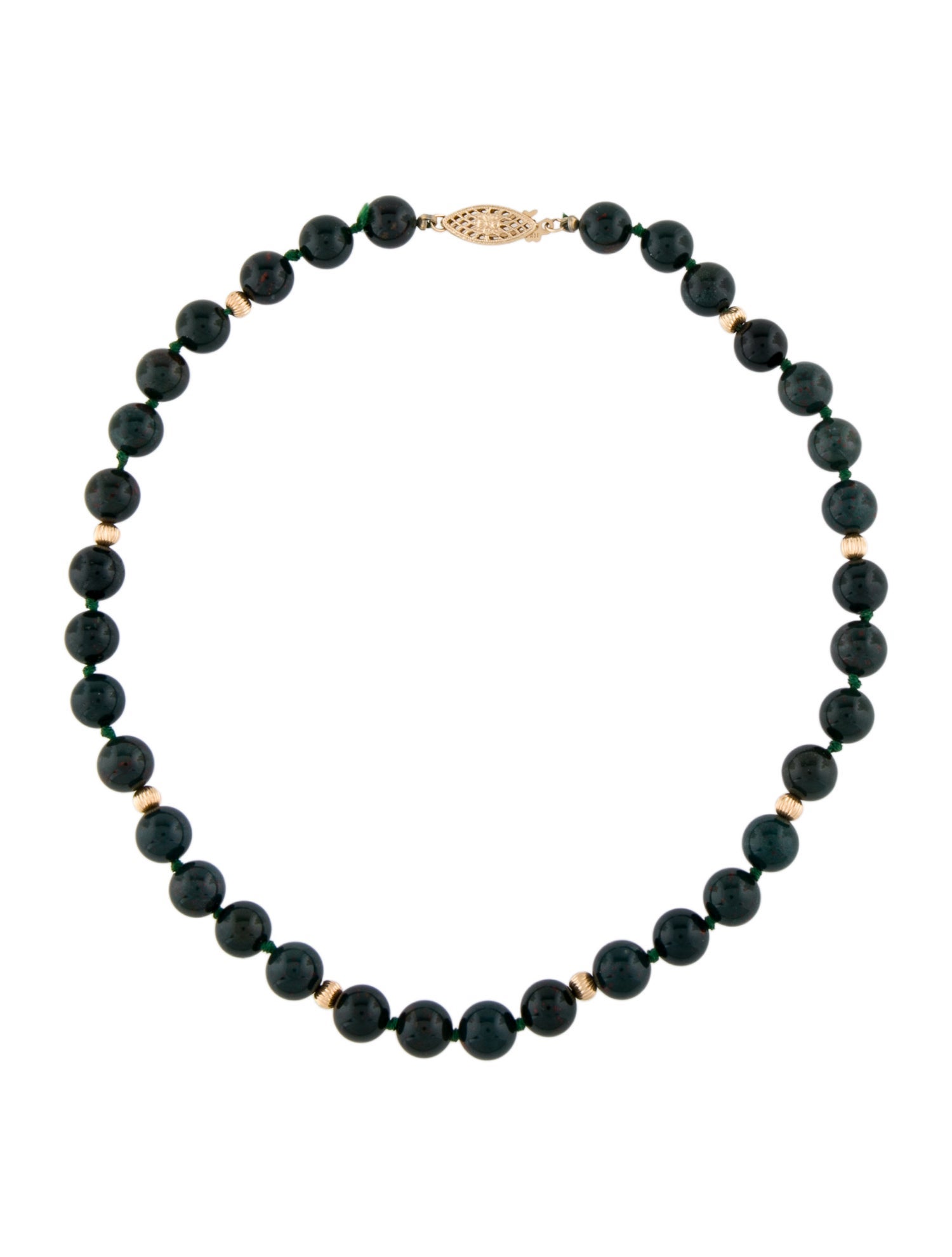 Necklace 14K Bloodstone Bead Strand Necklace