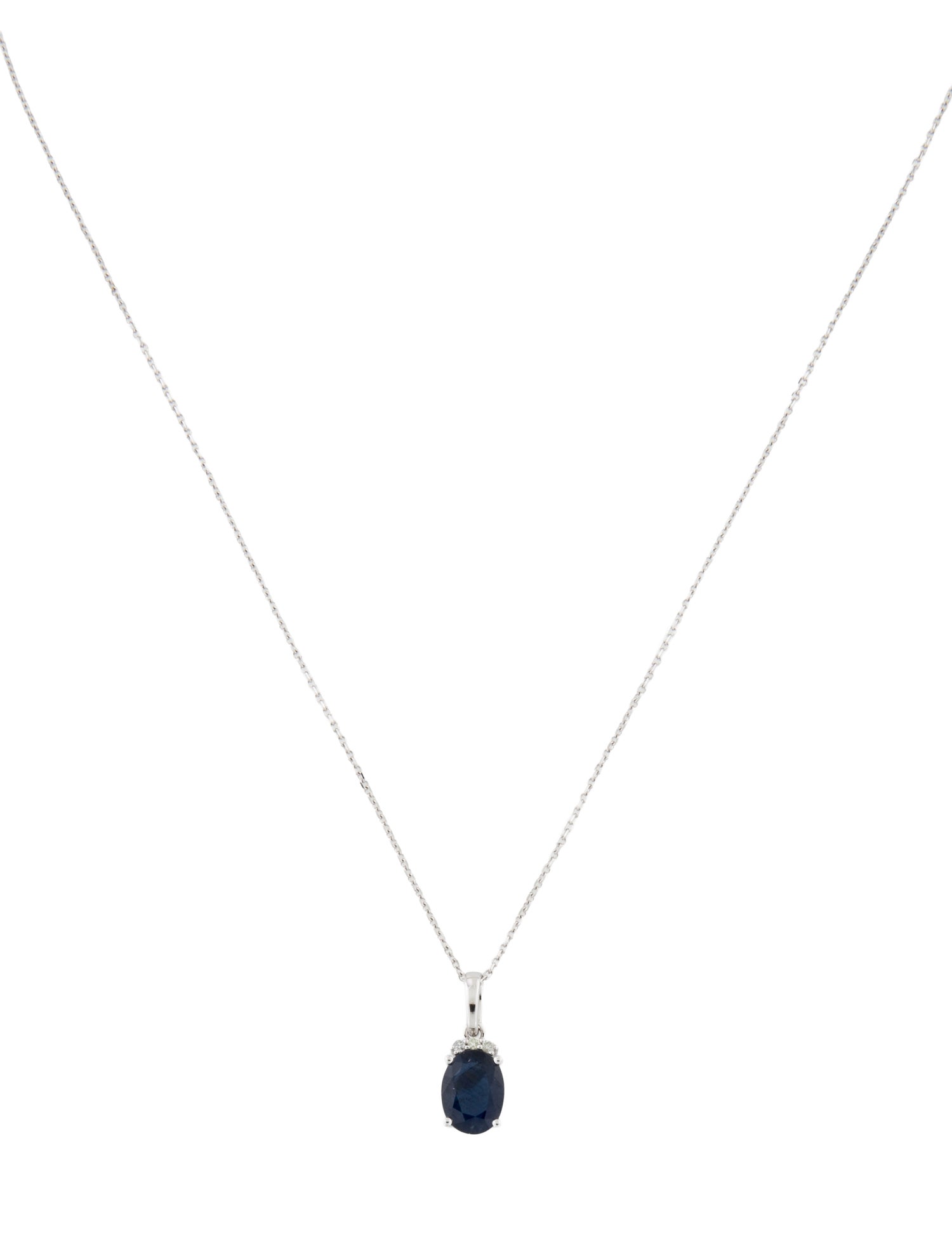 Necklace 14K 1.42ct Sapphire & Diamond Pendant Necklace