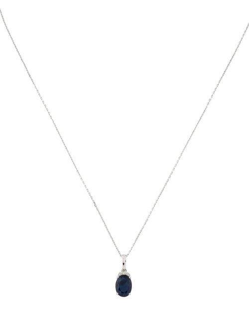 Necklace 14K 1.42ct Sapphire & Diamond Pendant Necklace