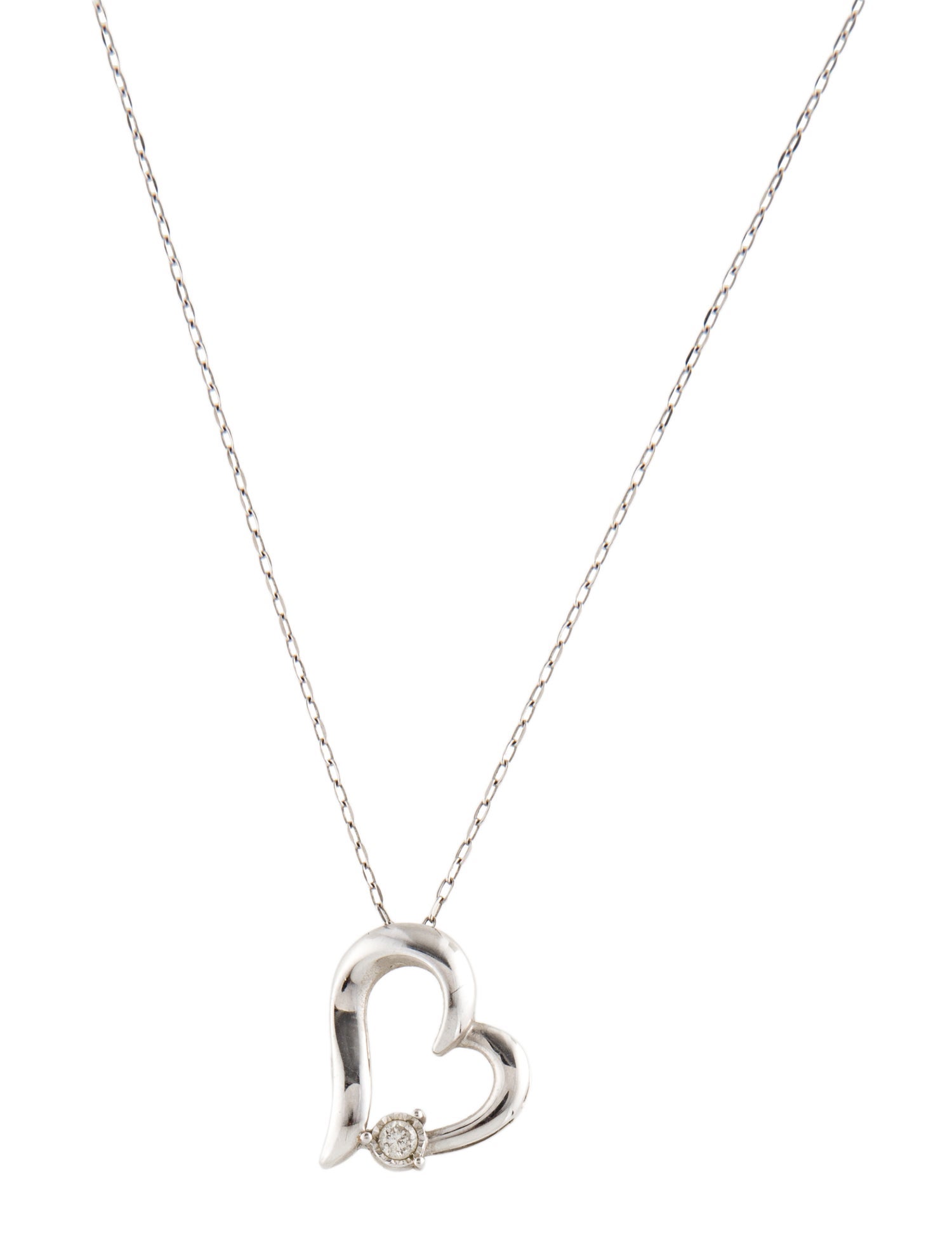 Necklace 10K Diamond Heart Pendant Necklace