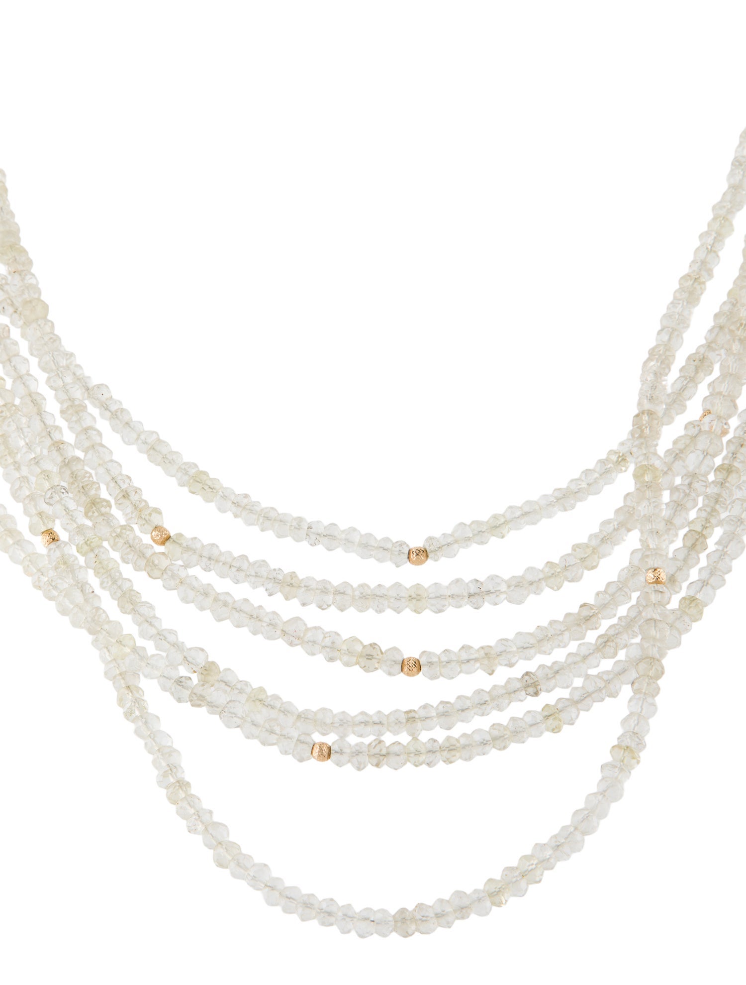 Necklace 14K Quartz 6-Row Beaded Necklace