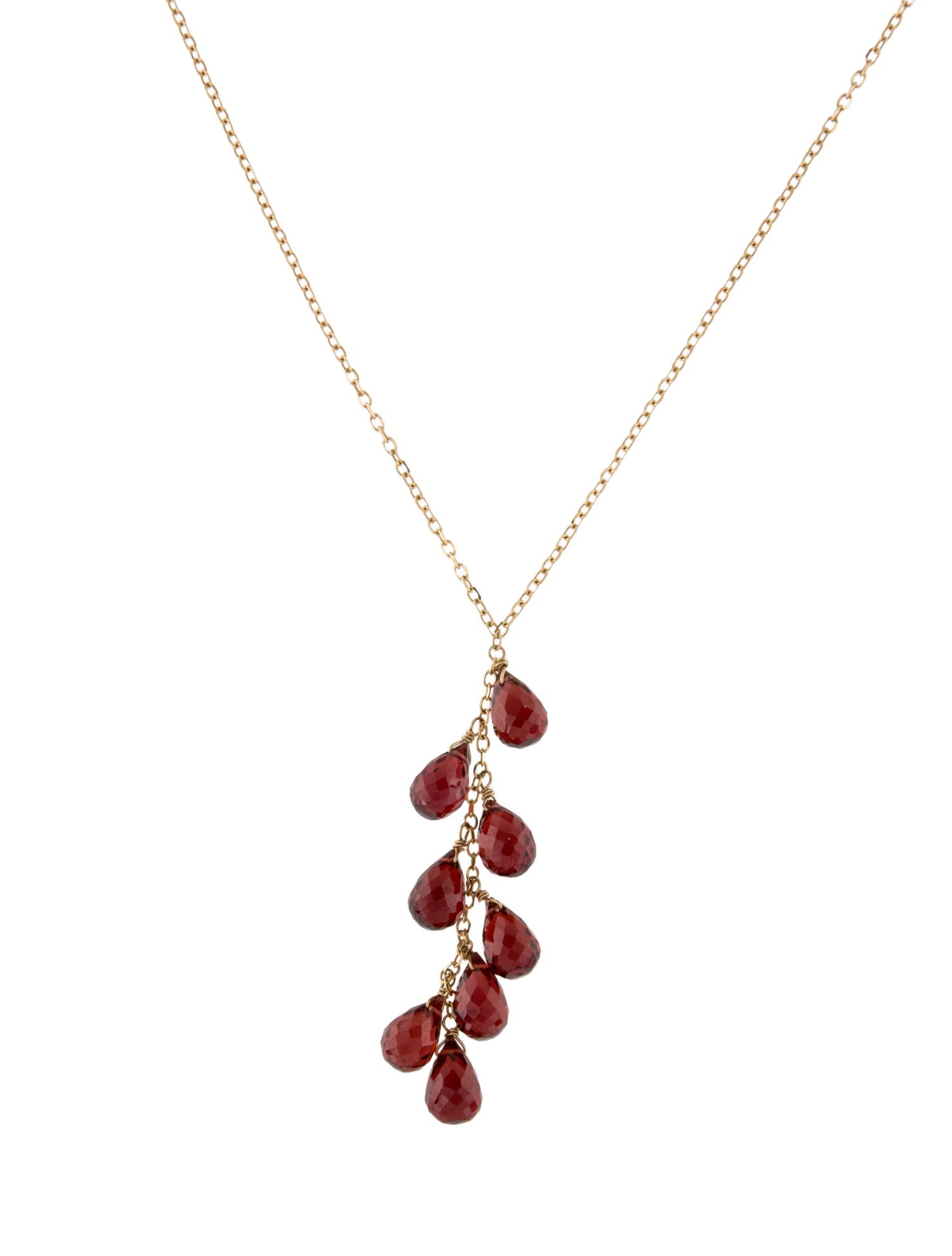 Necklace 14K Garnet Drop Pendant Necklace
