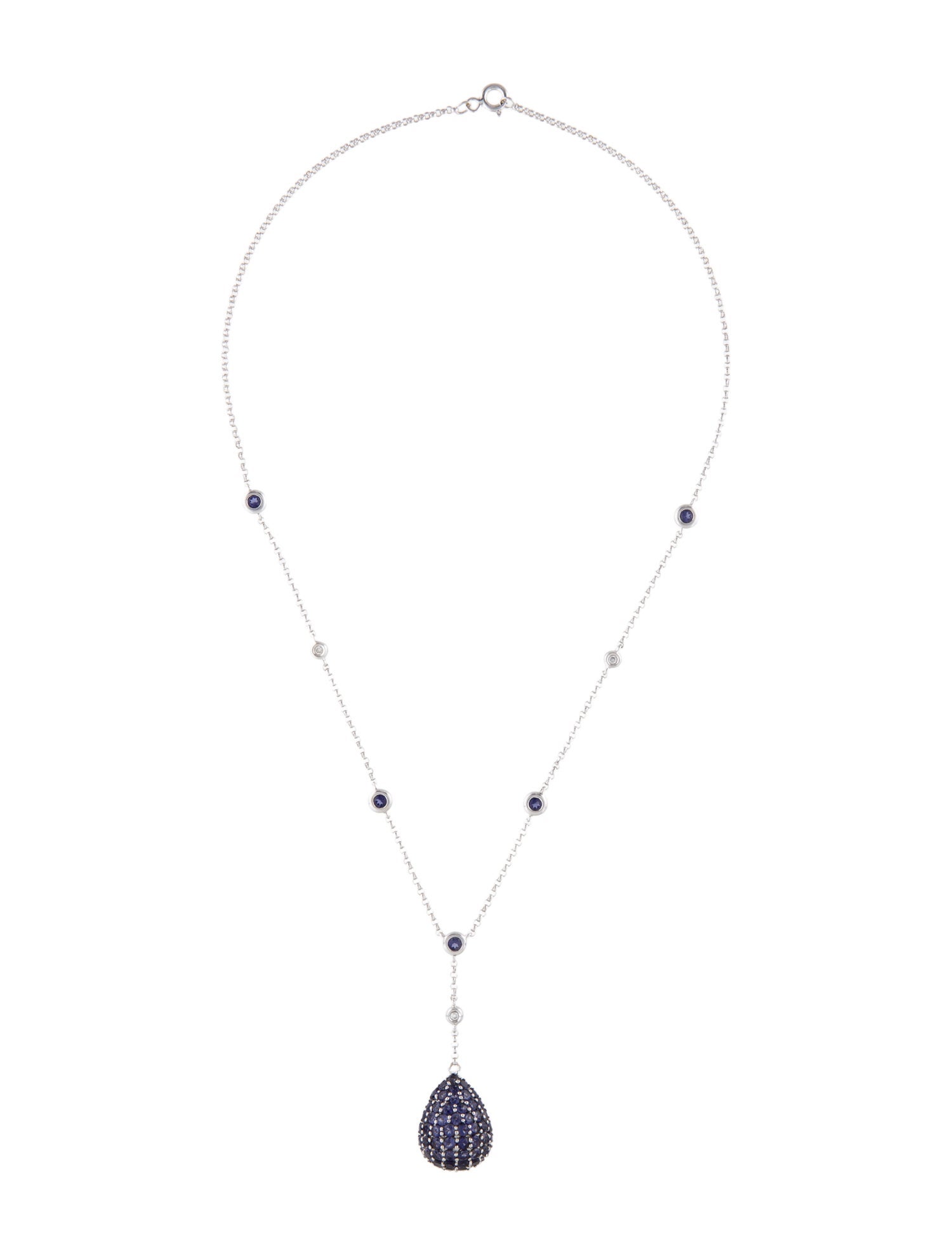 Necklace 18K Iolite & Diamond Lavalier