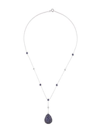 Necklace 18K Iolite & Diamond Lavalier Necklace