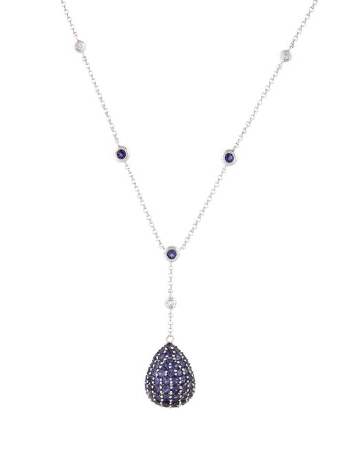 Necklace 18K Iolite & Diamond Lavalier Necklace