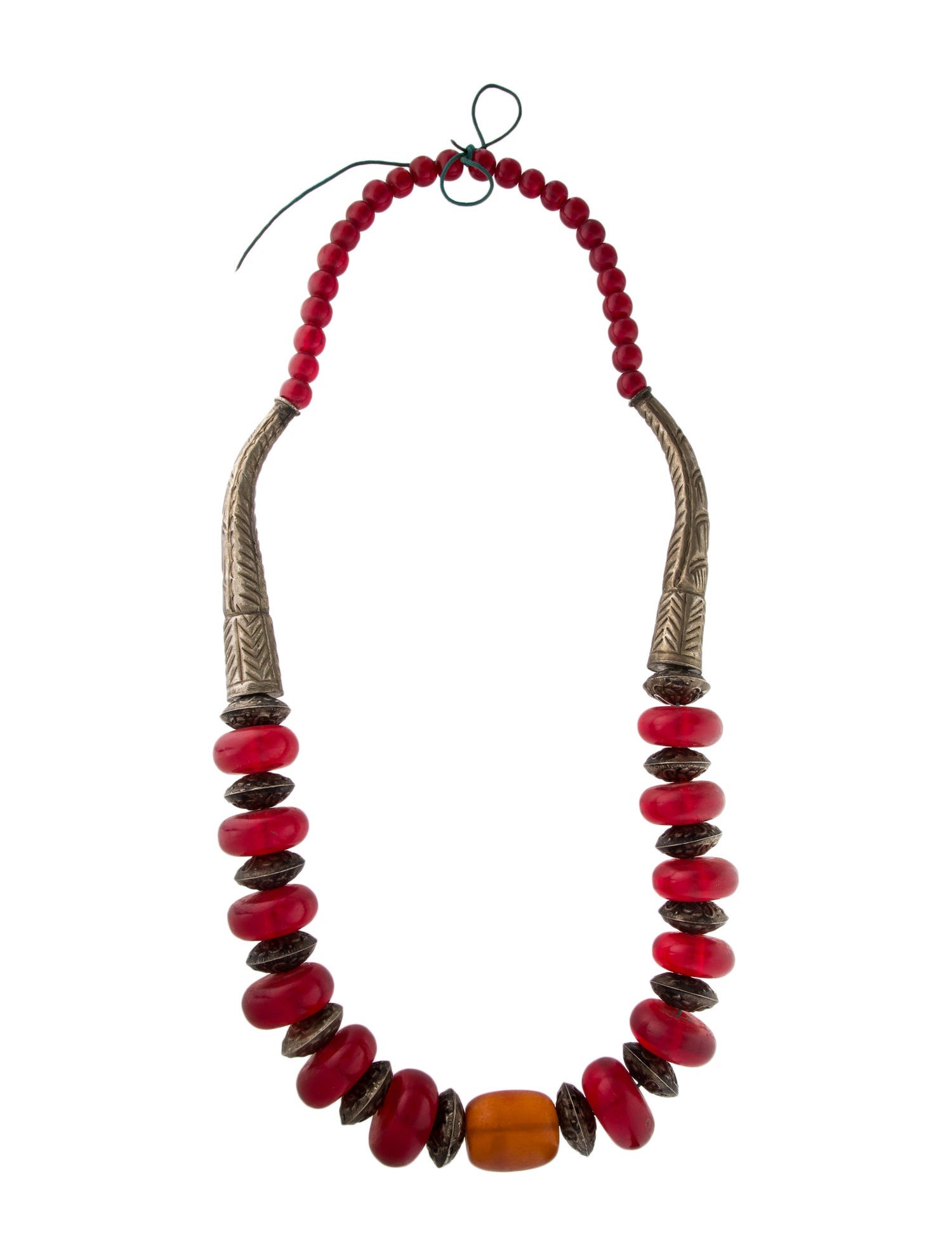 Necklace Vintage Resin & Cord Bead Strand Necklace