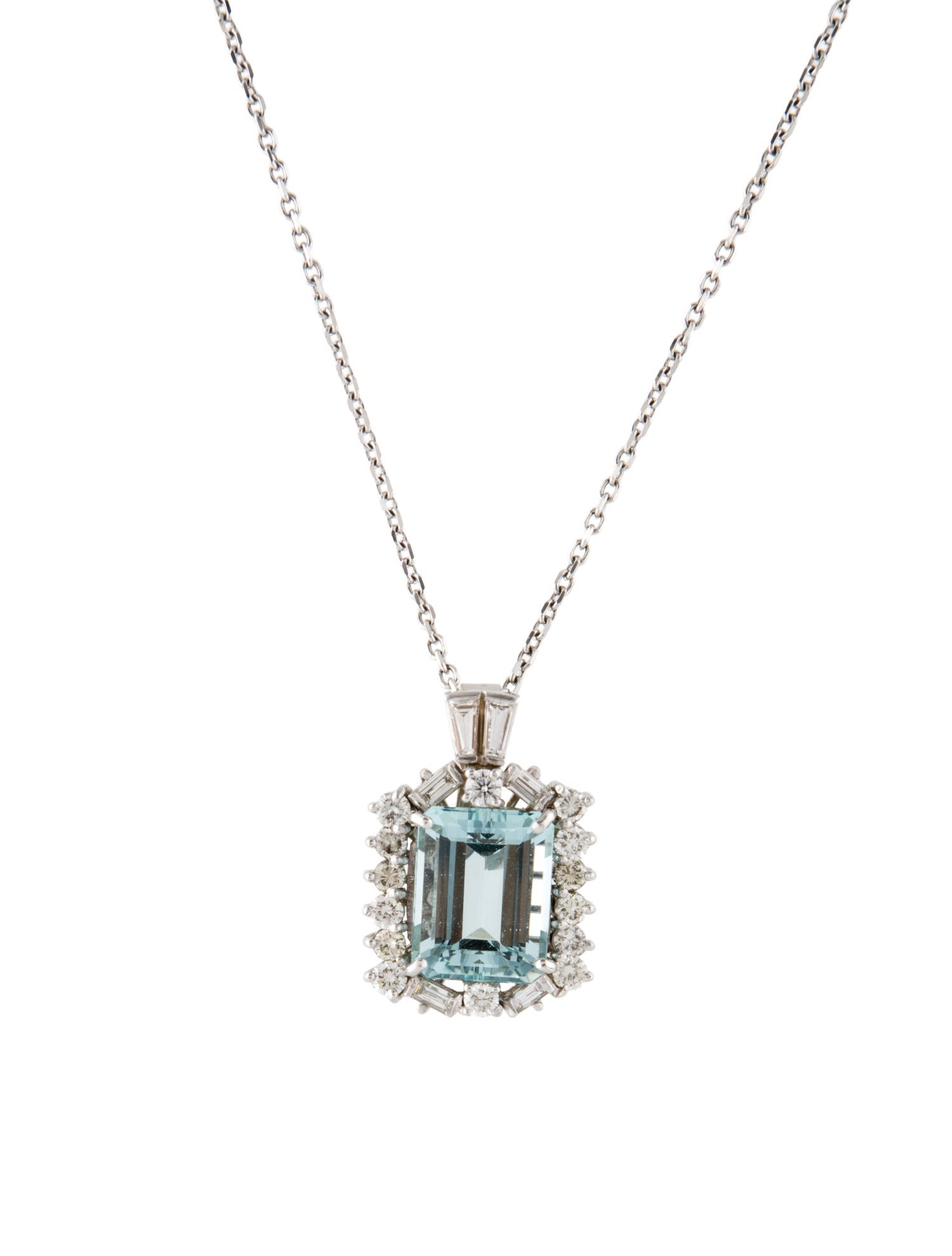 Necklace 14K 8.33ct Aquamarine & Diamond Pendant