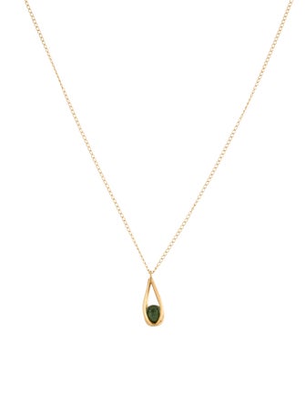 Necklace Karen Lynne 14K 1.77ct Nephrite Teardrop Cage Pendant Necklace