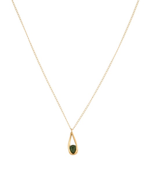 Necklace Karen Lynne 14K 1.77ct Nephrite Teardrop Cage Pendant Necklace