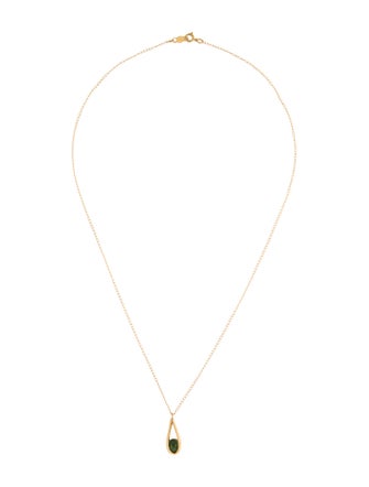 Necklace Karen Lynne 14K 1.77ct Nephrite Teardrop Cage Pendant Necklace