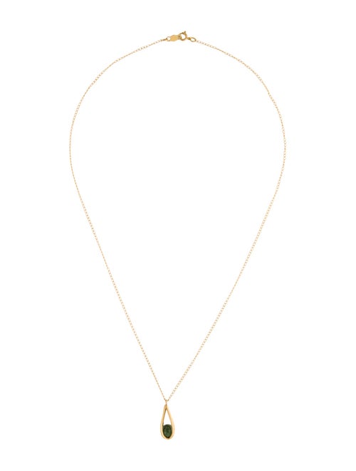 Necklace Karen Lynne 14K 1.77ct Nephrite Teardrop Cage Pendant Necklace