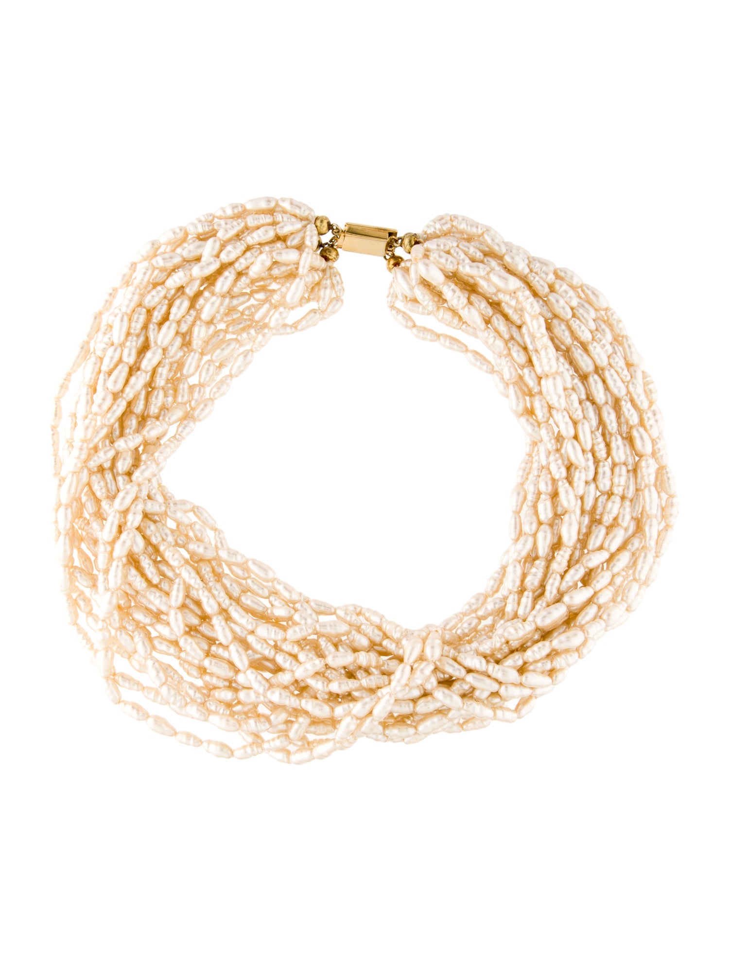 Necklace Faux Pearl & Enamel Multistrand Necklace