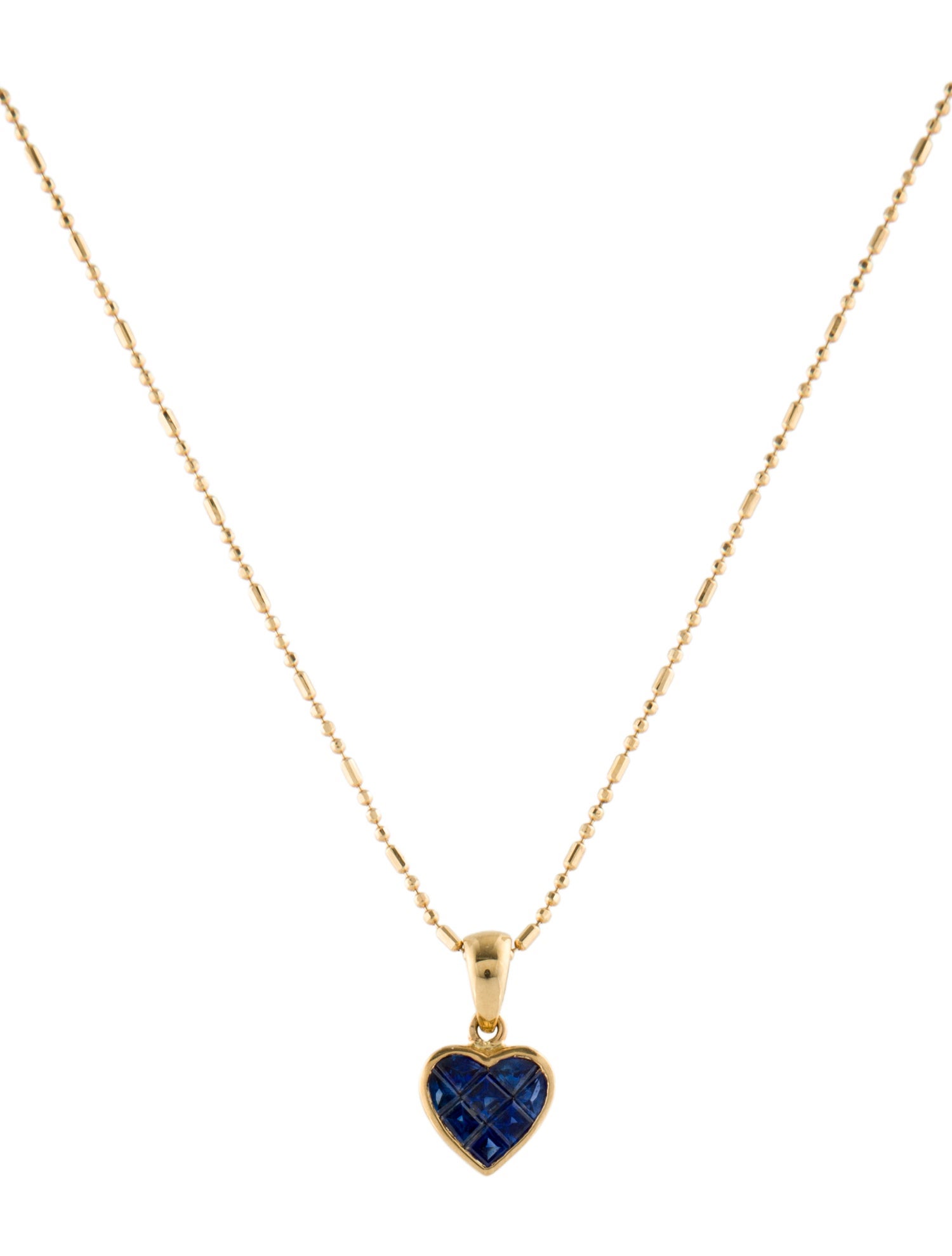 Necklace 18K Sapphire Heart Pendant Necklace
