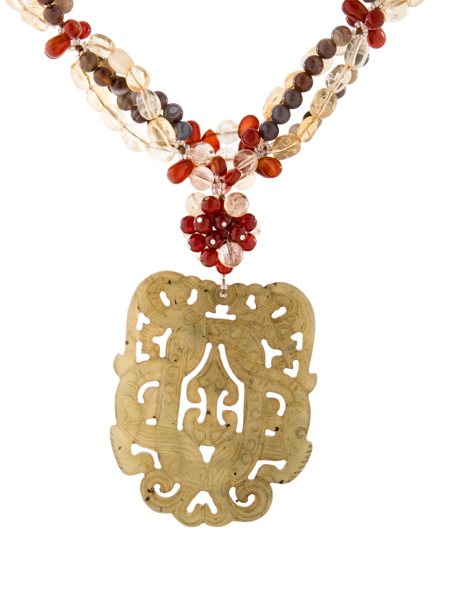 Necklace Mutlistone Multistrand Statement Pendant Necklace