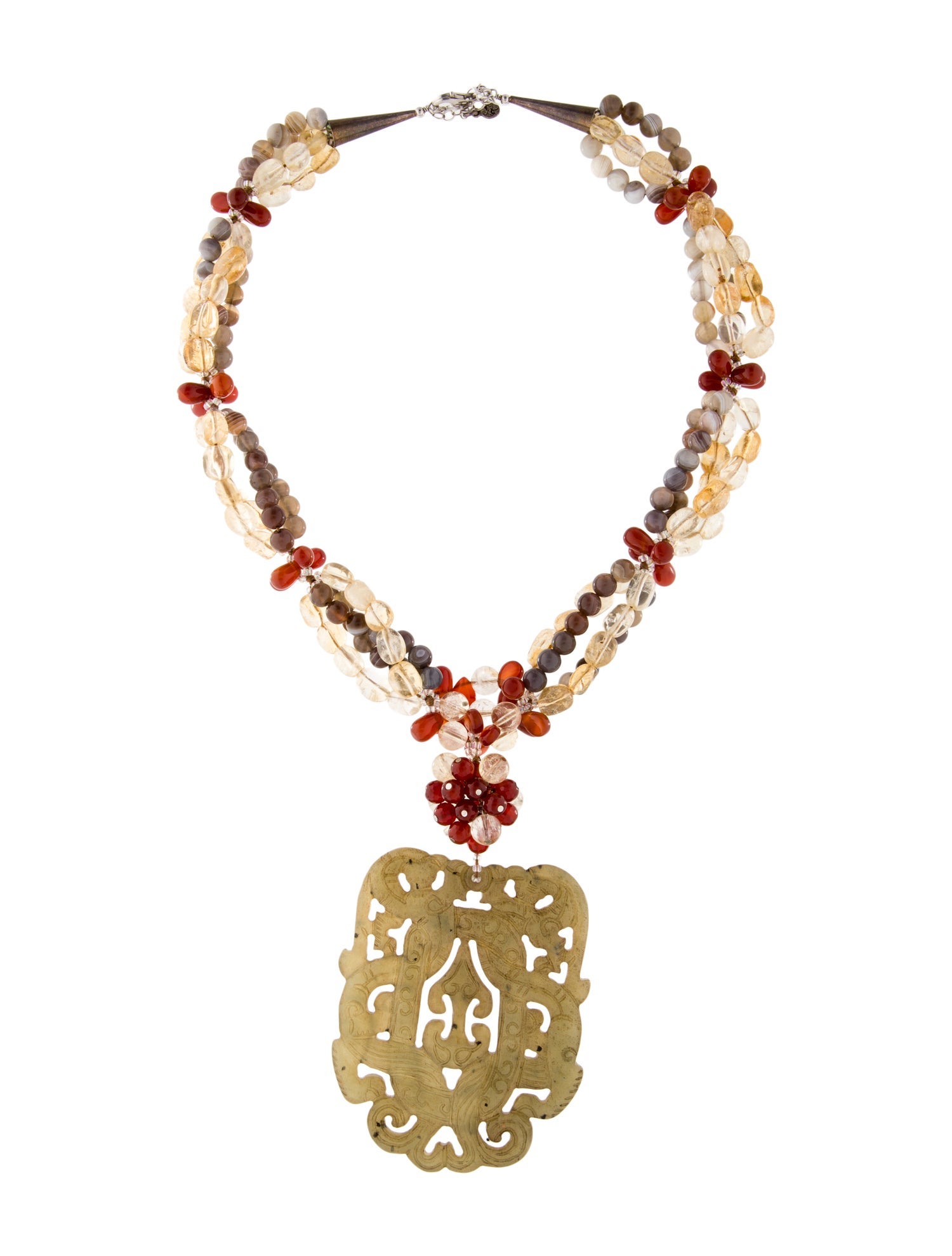 Necklace Mutlistone Multistrand Statement Pendant Necklace