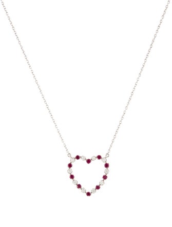 Necklace 14K Ruby & Diamond Heart Pendant