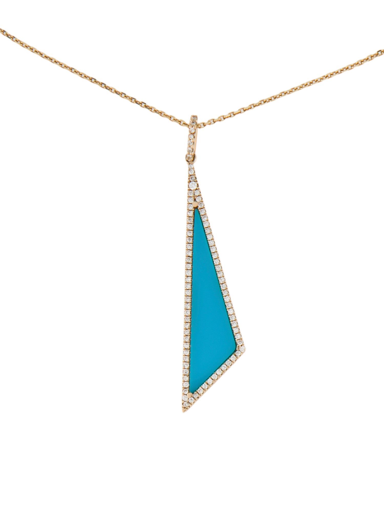 Necklace 14K Diamond Resin Triangle Pendant Necklace