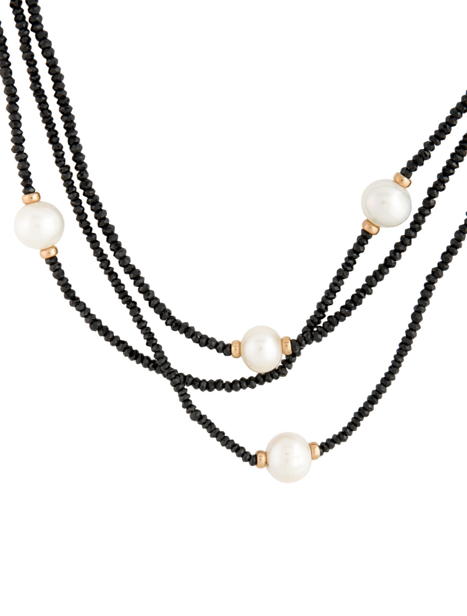 Necklace 14K Pearl & Spinel Bead Multistrand