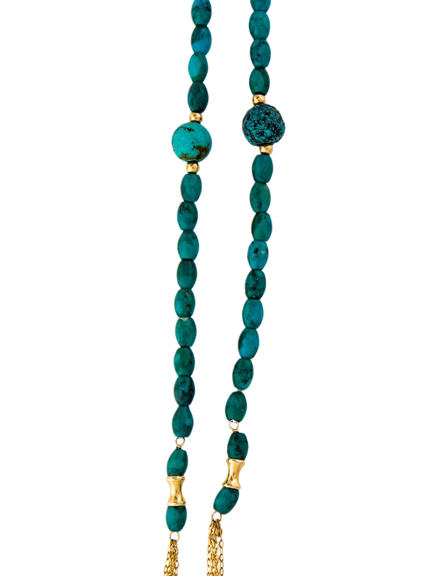 Necklace 14K Turquoise & Composite Turquoise Beaded Lariat