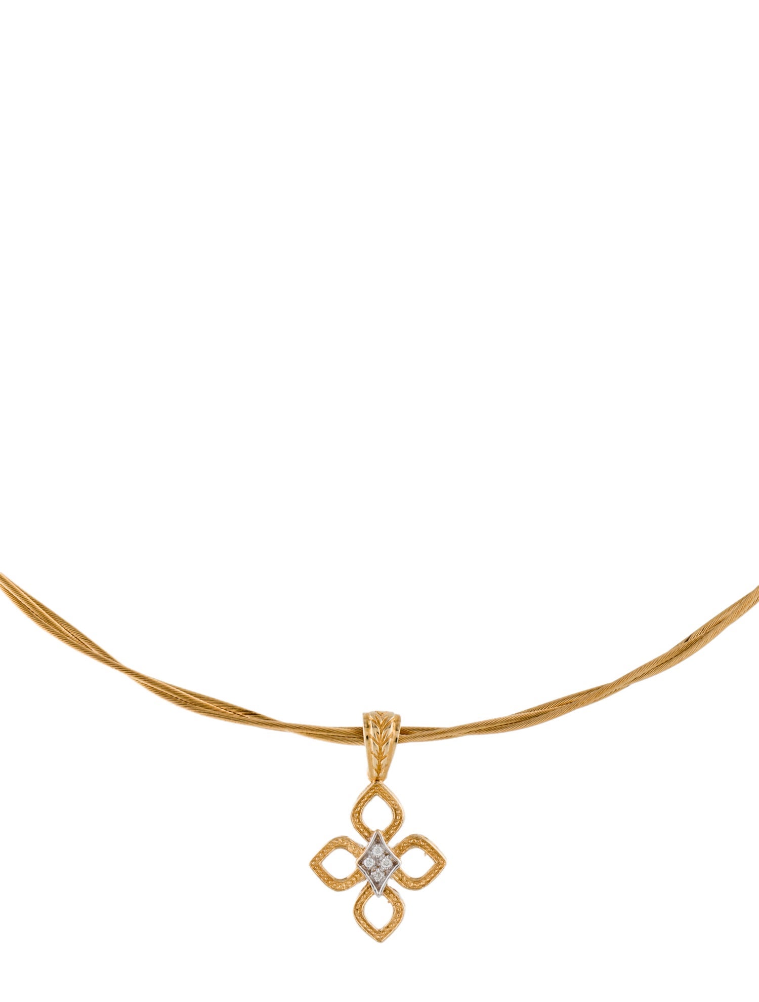 Necklace 14K Diamond Quatrefoil Pendant Necklace