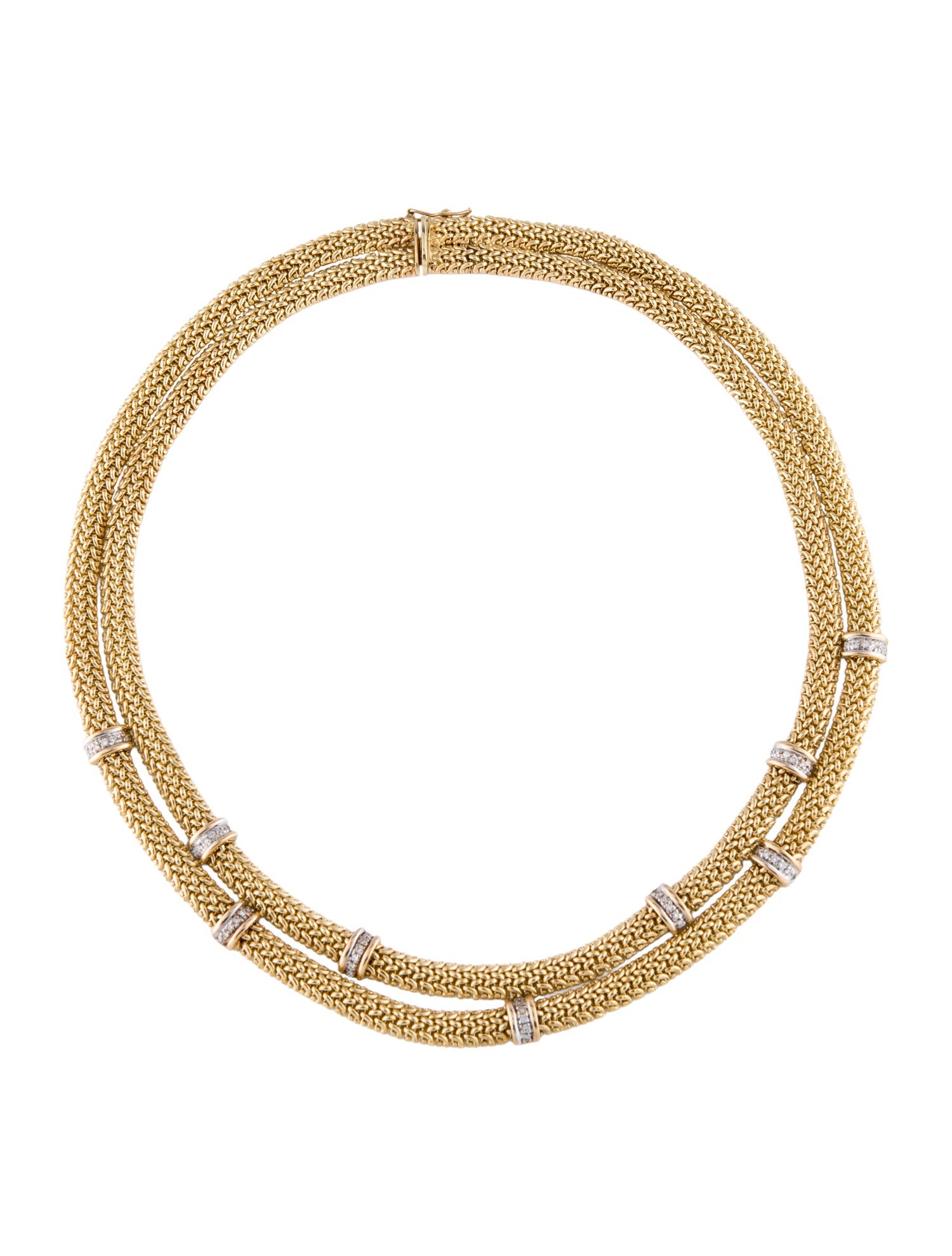 Necklace 14K Diamond Stations Double Strand Collar