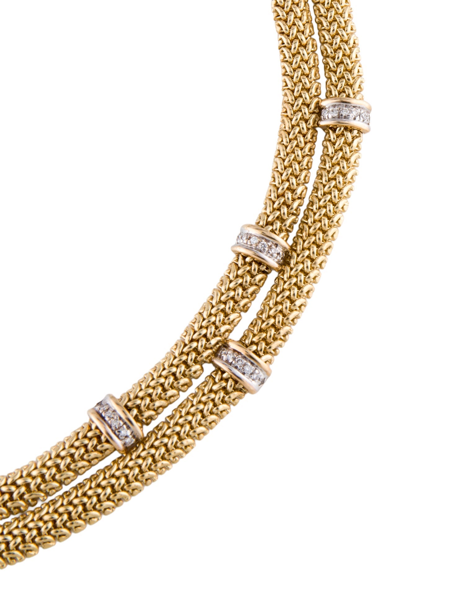 Necklace 14K Diamond Stations Double Strand Collar