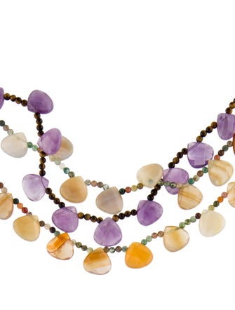 Necklace 14K Multistone Multistrand Necklace