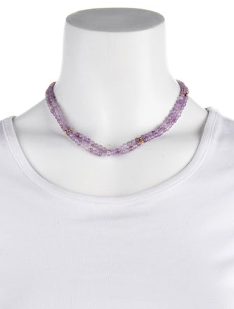 Necklace 14K Amethyst Bead Double Strand Necklace
